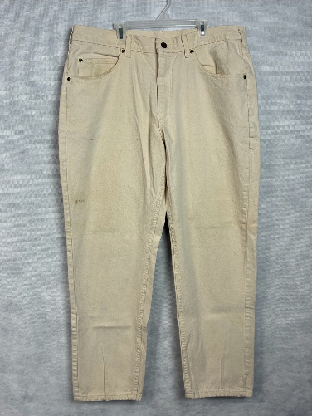 Vintage LL Bean Jeans Mens Off White Made In USA Actual 38x29.5 Flaw